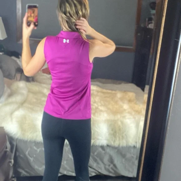 Under Armour Loose fuchsia Sleeveless Polo, Small - Picture 4 of 14